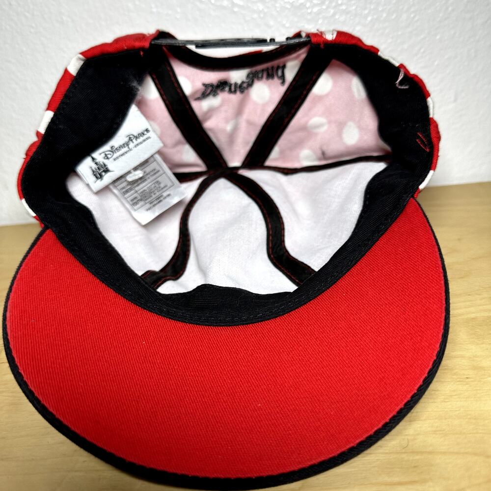 Disney Parks Baseball Hat Cap Minnie Mouse Ears Cotton Snap Back Polka Dot OS - Picture 6 of 6